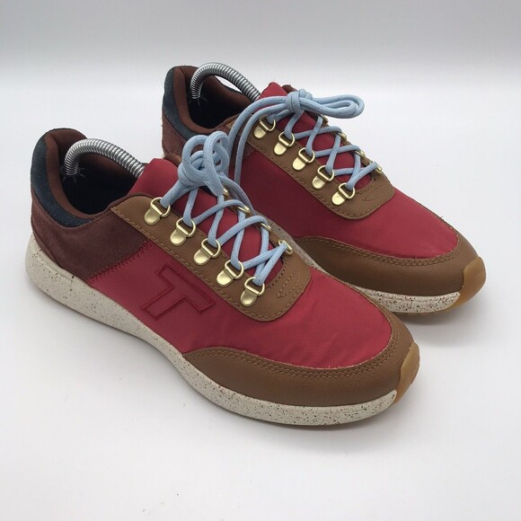 Toms Arroyo Poinsettia Red/Gold Women 7 Lace Up Sneakers Athletic Shoes 10014112 - Picture 1 of 9